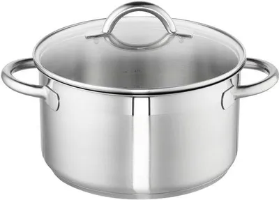 Productafbeelding van Vleespot 24 cm met glazen deksel - 5,5 l - Staal 18/10