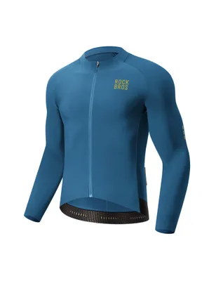 Produktbild von ROCKBROS Fahrradtrikot Herren Langarm Thermo Radtrikot mit Fleece, winddicht für Rennrad MTB Herbst Winter Blau EU Größe M