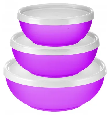 Produktbild von Epewex Schüssel-Set mit Deckel, Kunststoff, Violett, 3-teilig