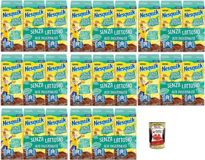 Produktbild von NESQUIK Pronto da bere, senza lattosio, Bereit zu trinken, laktosefrei, milchbasierte Getränk und löslicher Kakao, 8x 540g + Italian Gourmet polpa 400g