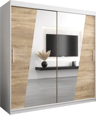 Produktbild von Kleiderschrank, Schiebetürenschrank Schlafzimmer, Schrank mit Spiegel RHOMB 200 cm
