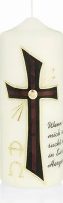 Produktbild von Trauerkerze Nr. 12, Ornament verziert, Kerzen 200 x 80 mm