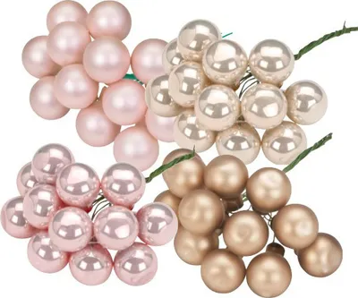 Produktbild von Weihnachtskugeln am Draht 2cm Glas 144 Stück - Pearly Rose