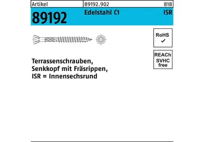 Produktbild von Reyher Terrassenschrauben EdelC1 5x70/42-T25 891929020050070 (200 Stück)