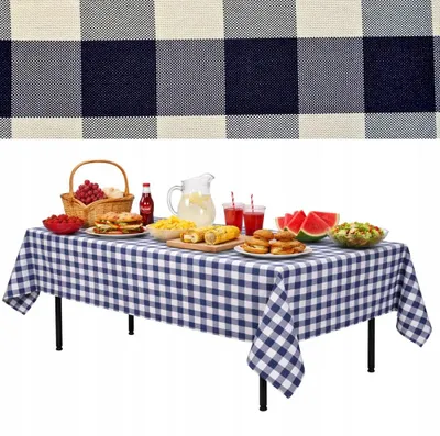 Produktbild von Tischdecke Für Rechteckige Tische „Italienisches Karomuster“, Dick, 240 × 160 Cm, Weiß-Blau