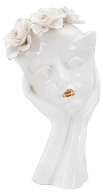 Produktbild von Mauro Ferretti Vase Weibliche Maske 16,5x14x27,3 cm Weißgold
