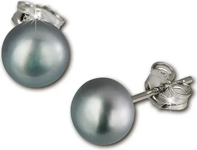 Produktbild von SilberDream Ohrstecker für Damen 925 Silber grau Perle Ohrringe 8,5mm SDO109K