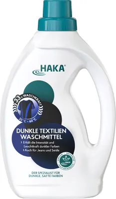 Produktbild von HAKA Dunkle Textilien Waschmittel 1l Ideal für Jeans & schwarze Kleidung