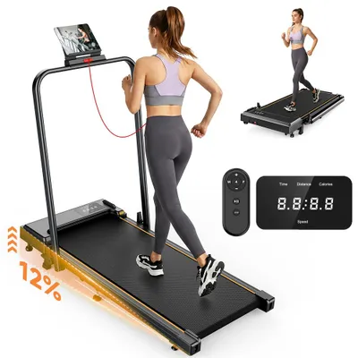 Image de FT50, tapis de course 2-en-1 pour la marche et la course, moteur de 2,5 CV, vitesse réglable de 1 à 12 km/h, surface de course de 950 x 380 mm, tapis de course d'une épaisseur de 1,4 mm, écran LED, capacité de charge de 120 kg