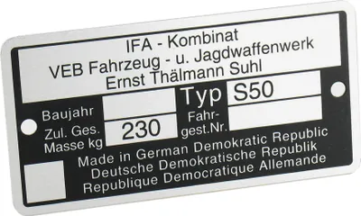 Image de Plaque signalétique S50 Badge en aluminium