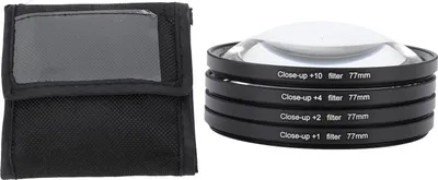Produktbild von Nahaufnahmefilter-Set 4 in 1 +1 +2 +4 +10 Makroobjektiv aus optischem Glas mit Aufbewahrungstasche für Kamera für Digitalfotos 77 mm