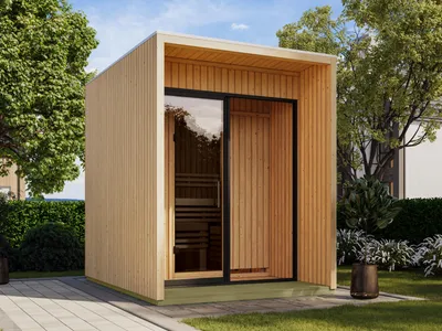 Produktbild von Gartensauna Nero 1 natur SPARSET 9kW BiOfen und ext. Strg