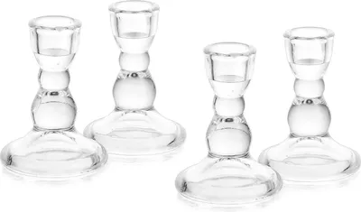 Produktbild von Glasseam Kerzenhalter Stabkerze Glas Stabkerzen 4 Stück Weihnachten Transparent