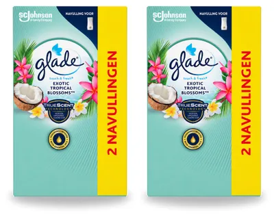 Produktbild von 2 x Glade Touch & Fresh Nachfüller - Exotische Tropenblüten - 10 ml - Vorteilspackung - 2 Stücke