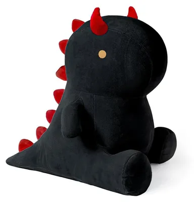 Image de Doudou dinosaure, peluche kawaii, coussin en forme de dinosaure, jouet en peluche, coussin moelleux, peluche, cadeau pour enfants, filles, noir, 45 cm