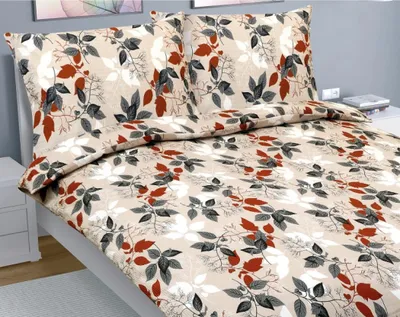 Zdjęcie produktu dla Pościel krepowa na podwójnym łóżku - 1 szt. 200x220, 70x90 - pomarańczowa, szara, beżowa