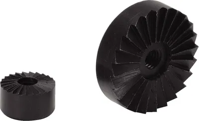 Two black metal cutting tools with serrated edges are shown against a white background. One is smaller and cylindrical, while the other is larger and conical.