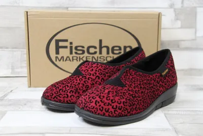 Produktbild von Fischer Damen Hausschuh bordo/schwarz gemustert 37