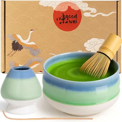 Produktbild von Matcha Set "Sumi" mit Schale, Besen (120 Borsten) & Besenhalter – edles Set für cremigen Matcha-Schaum und stilvollen Teegenuss