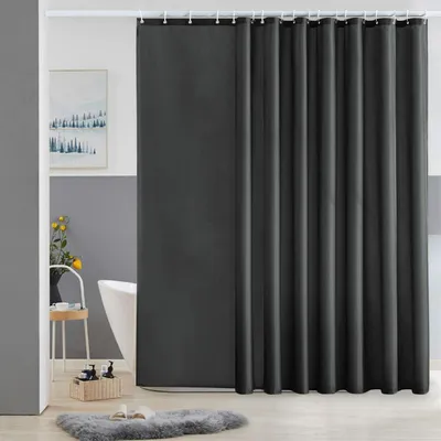 Produktbild von Duschvorhang Überlänge Wasserdicht Antibakteriell 275x180cm Dunkelgrau