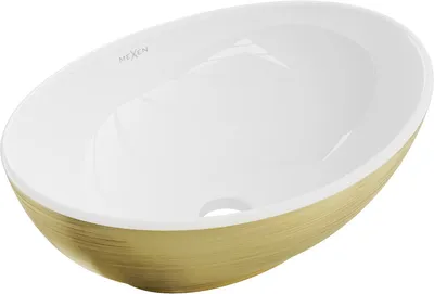Produktbild von Mexen Elza Aufsatzwaschbecken 40 x 33 cm, Weiß/gold Linienmuster - 21014017
