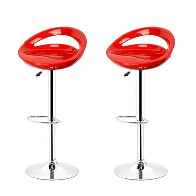 Produktbild von 2er-Set Barhocker Barstuhl höhenverstellbar aus ABS 360°drehbar mit Fußstütze Rot