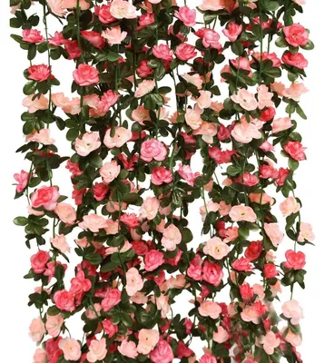 Immagine prodotto di Ghirlanda di edera artificiale, 8 pezzi, rosa, 20 metri, fiori artificiali, ghirlanda di rose per decorazioni