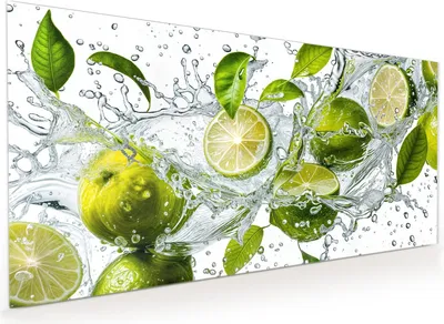 Produktbild von Küchenrückwand Spritzschutz Glas mit Motiv Zitrusfrucht Spritzer 40 x 40 cm
