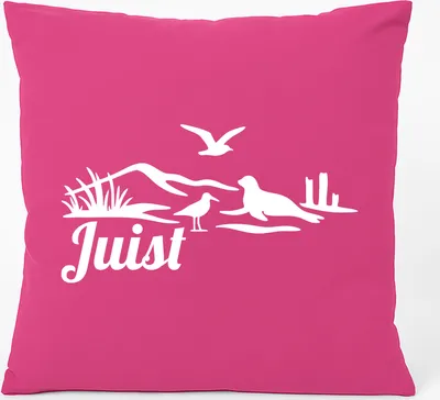 Produktbild von Huuraa Kissen Juist Strandmotiv 40x40cm mit Füllung Fuchsia Baumwolle Dekokissen Geschenkidee