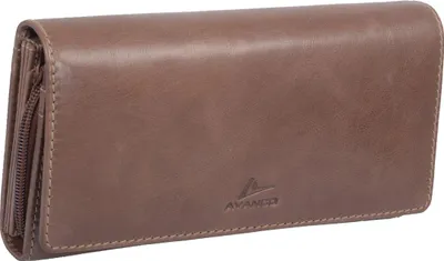 Produktbild von Damenbörse Echtleder braun 18,5x9,5x3cm, 15 Kreditkartenfächer, Münzfach