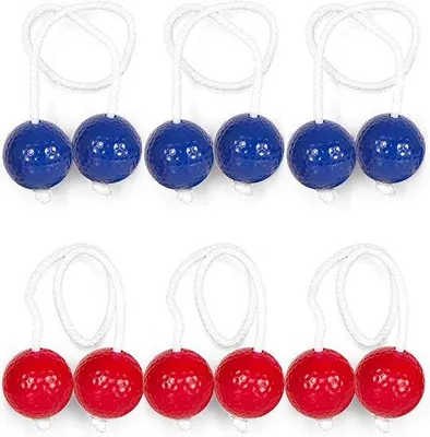 Immagine prodotto di Set di 6 palline - 3 blu, 3 rosse - Giochi di abilità per bambini e adulti - Giochi di lancio - Giocattoli da esterno - Palline da golf