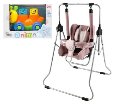 Imagen del producto de Columpio infantil de pie 3 en 1 ADBOR N1 – para uso en interiores y exteriores, incluye hamaca, color rosa
