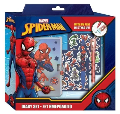 Produktbild von Spider-Man-Tagebuch mit Schloss, Zauberstiften und Aufklebern