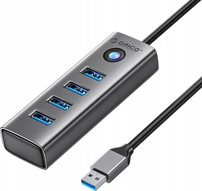 Zdjęcie produktu dla ORICO ALUMINIOWY HUB ROZDZIELACZ ADAPTER 4x USB-A 3.0 5 Gbps KABEL USB-A