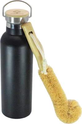 Produktbild von BOXENSTOP Thermo-Trinkflasche 600ml, Schwarz-Matt, mit Bambusdeckel