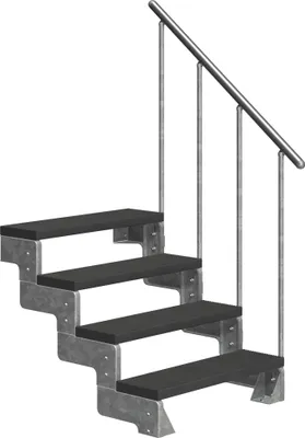 Produktbild von Dolle Außentreppe Gardentop 72-88cm Geschosshöhe mit Trimax anthrazit 80cm breit mit Geländer