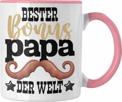 Produktbild von Trendation - Bester Bonus Papa Der Welt Tasse Stiefvater Geschenk Stiefvater Vatertag Lustiger Spruch (Rosa)