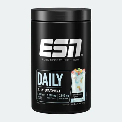 Produktbild von ESN Daily, Puder, Hydrolysiertes Kollagen, 1 Stück(e), 24 g, Kollagenhydrolysat (Rind), L-Glutamin, Creatin Monohydrat, Säuerungsmittel (Citronensäure,..., Für eine Portion mixt du 24 g Pulver mit 500 ml Wasser in einem Shaker.