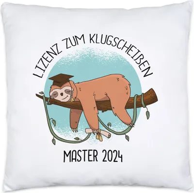 Produktbild von Master 2024 Lizenz Zum Klugscheißen Kissen Inkl Füllung Master-Abschluss Faultier Absolvent Geschenk