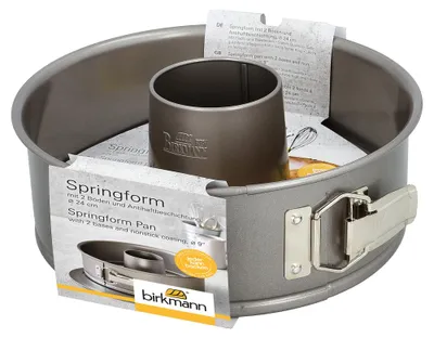 Produktbild von BIRKMANN Springform mit 2 Böden, Ø 24 x H 8,5 cm, Mit Flach- und Rohrboden, Extra Hoher Rand, Antihaf