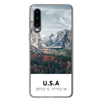 Produktbild von MuchoWow® Handyhülle Schutzhülle Hülle für Huawei P30 Yosemite - Amerika - Wyoming - Wald - Berge Silikon Softcase Handy Hülle - Kartenbesitzer