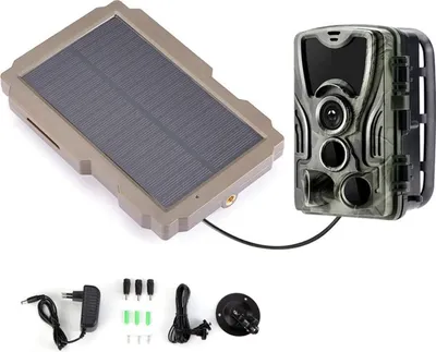 Produktbild von Wiederaufladbares Solarpanel für Jagdkameras (6 V-12 V, 3000 mAh), mit 360° drehbarer Halterung und 3 m Kabel