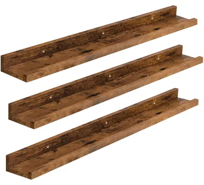 Immagine prodotto di TRANKIELO® - Set di 3 mensole sospese da 90 cm - Colore marrone rustico - Ideali per decorare bagno, cucina e soggiorno
