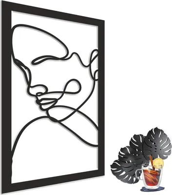 Zdjęcie produktu dla Obraz 3D do sypialni salonu Portret Kobiety Drewniana Lekka Ozdoba Panel Ażurowy do salonu