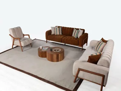 Produktbild von Sitzgruppe/Sofa Set - Wohnzimmergarnitur "Indigo" 3+3+1-Beige