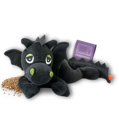 Produktbild von Habibi Plush Classic Wärmetier Glücksdrache schwarz Kuscheltier Wärmekissen Wärmflasche