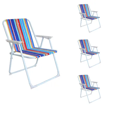 Produktbild von 4er Campingstuhl Outdoor Klappstuhl Gartenstuhl Regenbogen gestreift