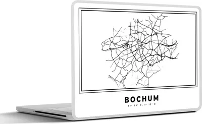 Produktbild von MuchoWow® Laptop Aufkleber Sticker Cover Deutschland - Bochum - Stadtplan - Karte - Schwarz-Weiß - Karte 40x30 cm - Laptop Dekoration - Selbstklebend