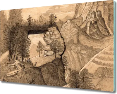 Produktbild von Coloray Küchenbrett Kochplattenabdeckung Hackbrett Schneidebrett Herdabdeckplatte 80x52 cm - Waldbaum-Zeichnung