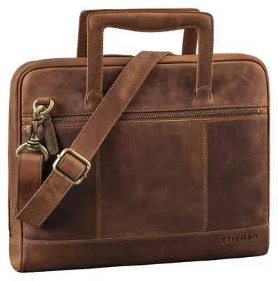 Image de Sac bandoulière en cuir pour ordinateur portable 14 pouces